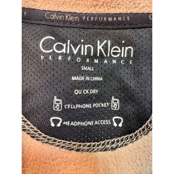 Calvin Klein Performance Womens Fleece Vest Small Tan Zip-Up Pockets - Picture 3 of 10